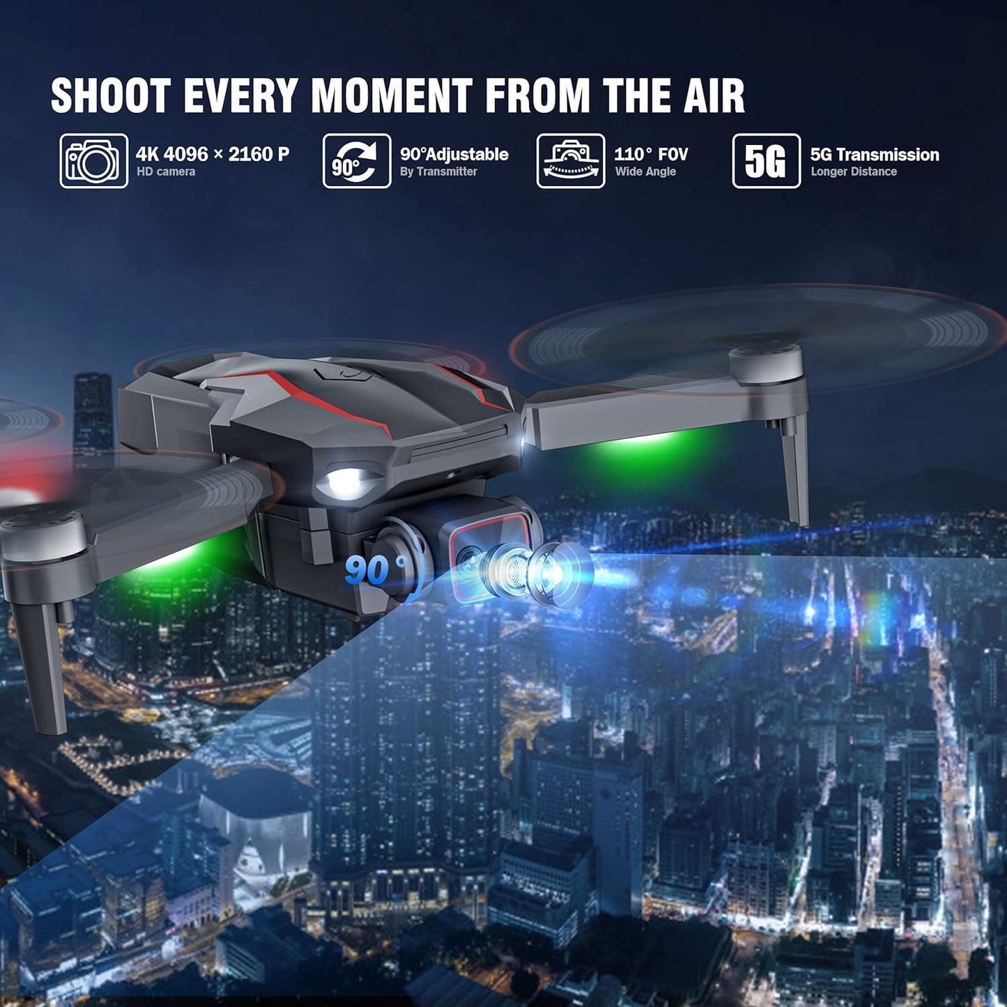 GPS Drone with Camera 4K for Adults,2PCS Batteries 60Mins Flight Time and Carrying Case,Gift for Men,Easy Fly Quadcopter for Beginners with Optical Flow Positioning
