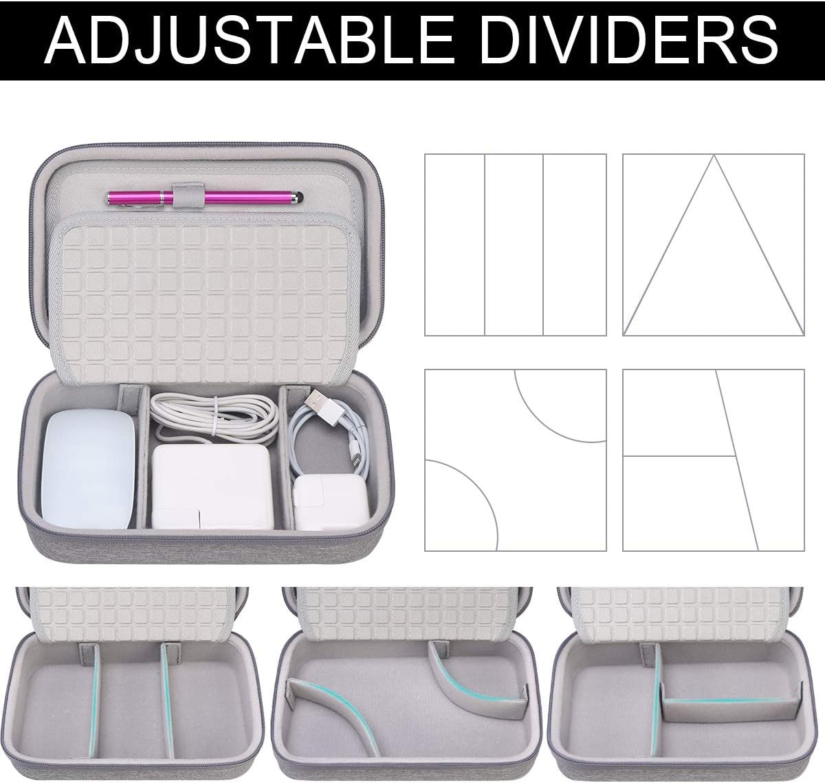 Canboc Hard Travel Electronic Organizer Case for MacBook Power Adapter Charger, Cable, Mouse Power Bank, Apple Pencil