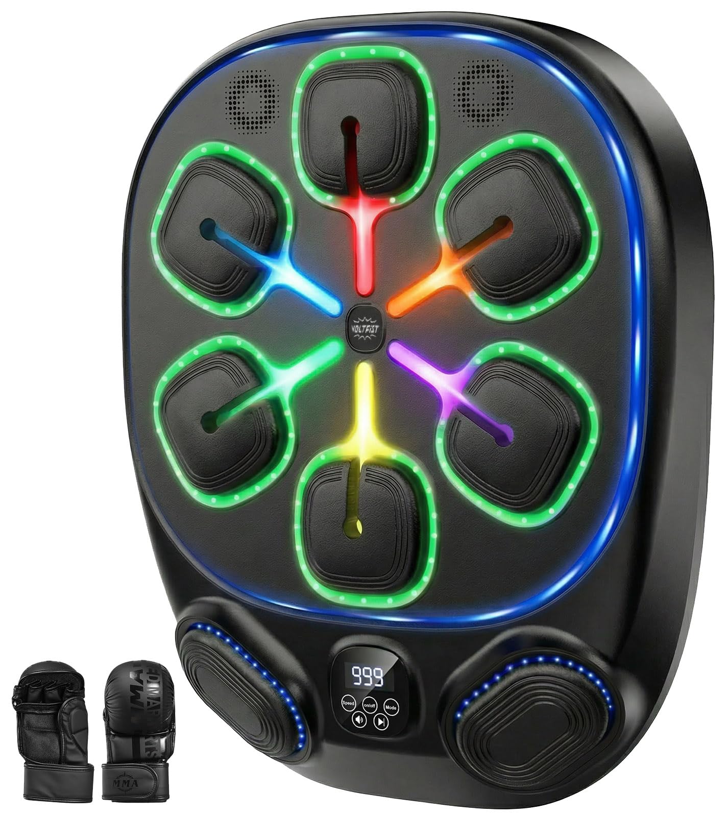 Music Boxing Machine for Kids and Adults, 8 Interactive RGB Light Targets with Bluetooth Speaker, Large Wall Mounted Boxing Music Workout Machine with Gloves, Smart Punching Pad for Home Gym