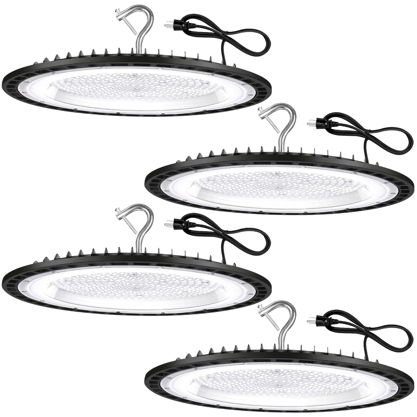 YANYCN 4 Pack 240W UFO Led High Bay Light Fixture,120VAC,40000LM,5000K Daylight Commercial Shop Bay Lighting,[1050W MH/HPS Equiv.] US Plug Area Lighting for Warehouse/Barn/Gym/Factory/Workshop