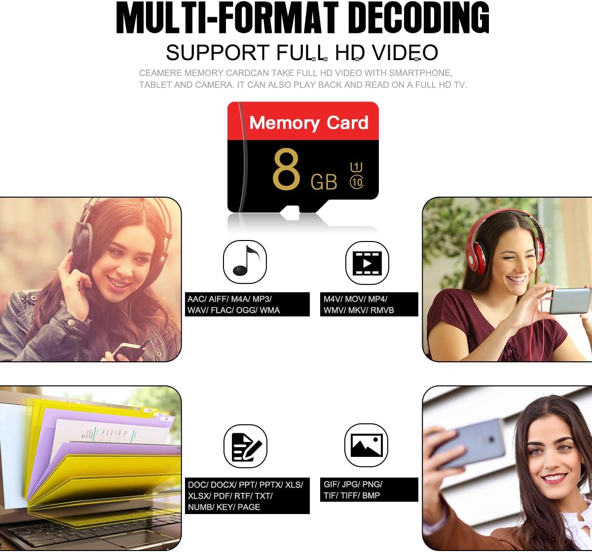 ESHAKHARE 8 C10/U1/UHS-I/A1 8GB) Micro Memory Card GB with Adapter, TransFlash Card, TF Card for Camera, Smartphone