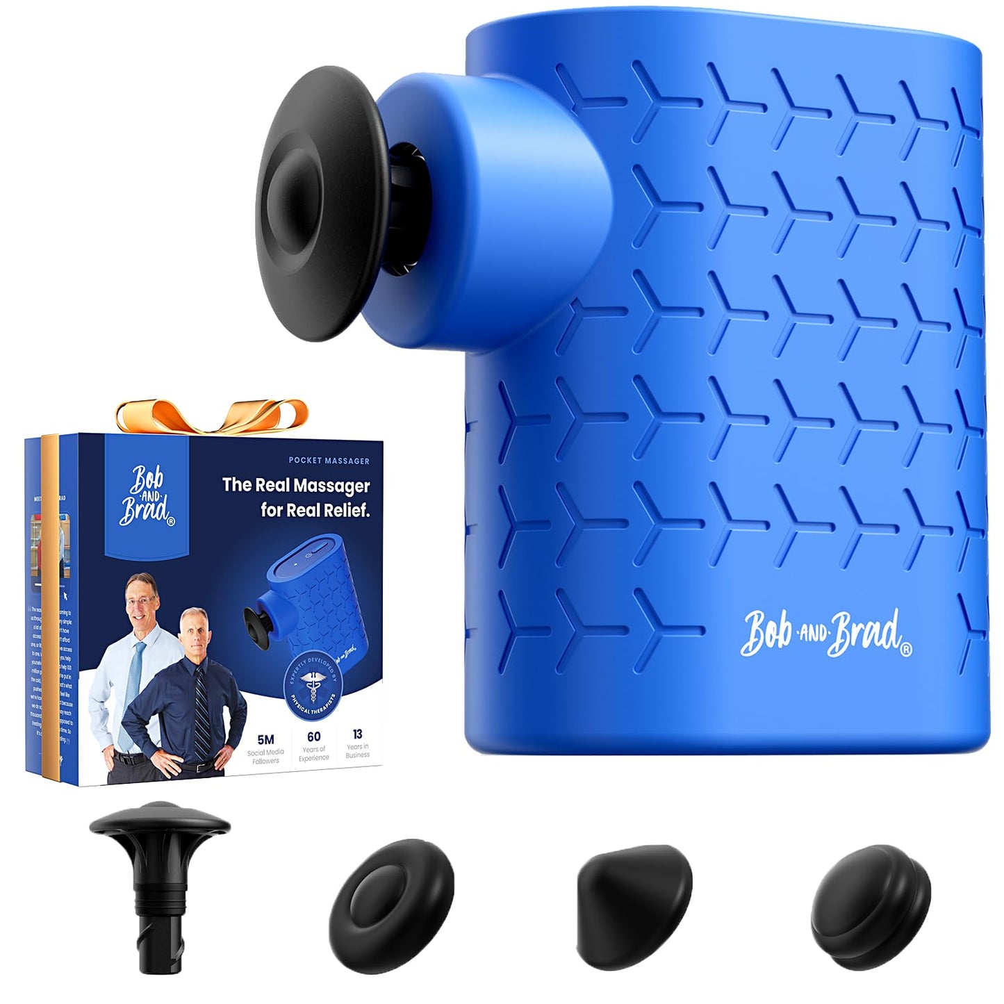 BOB AND BRAD P5 Mini Massage Gun – Travel Size Deep Tissue Percussion Massager for Pain Relief & Recovery, FSA-HSA Eligible, Quiet Handheld Massager with 3 Heads, Gift for Women & Men