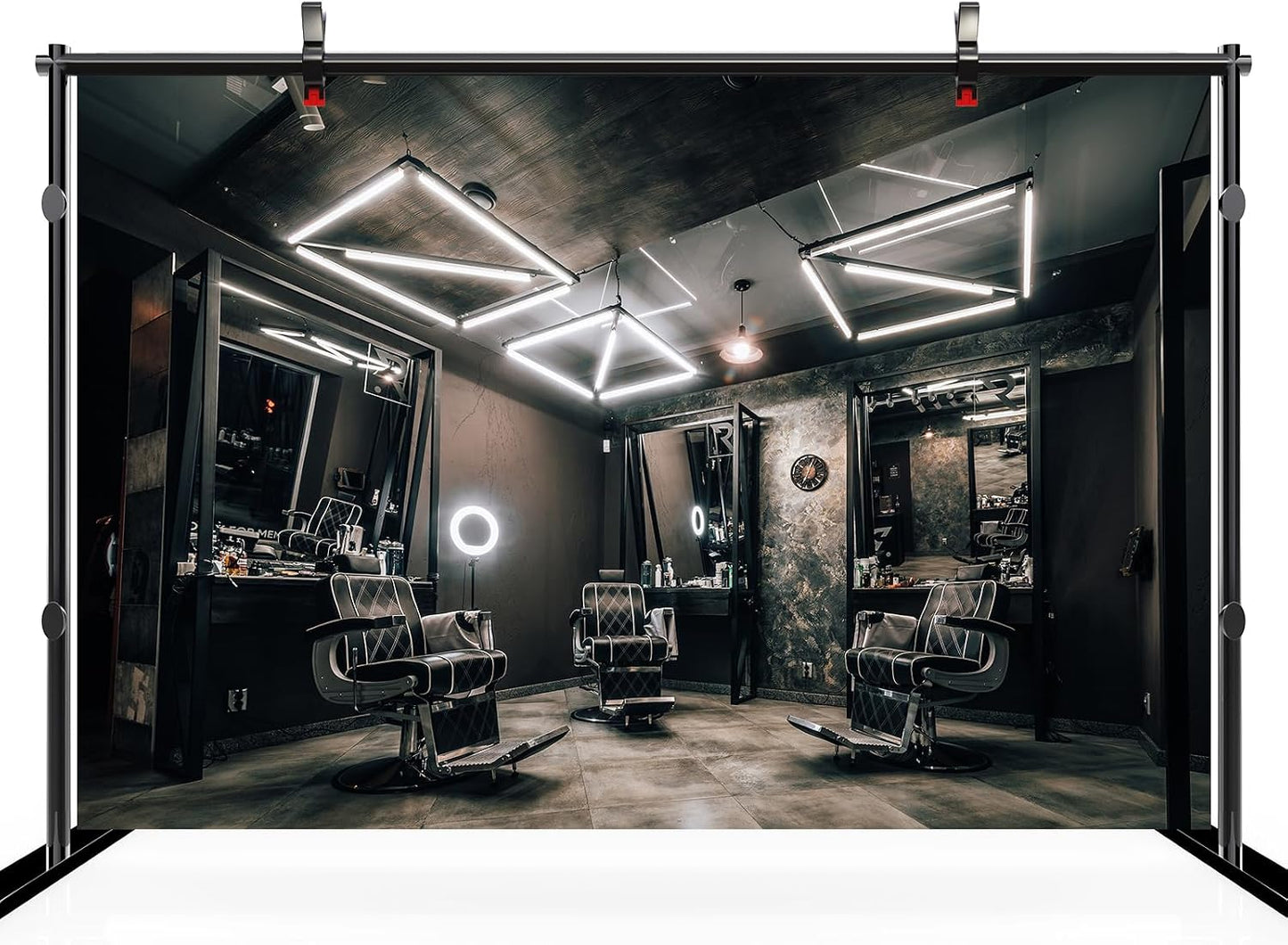 CHNYWORK 8ftx6ft Modern Stylish Barber Shop Backdrop Hairdresser's Workplace Hair Salon Hairstylist Haircut Barber