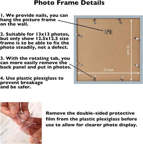 JCJMY 13x13 Rustic Brown Picture Frame - Versatile Wall Hanging for Horizontal or Vertical Display