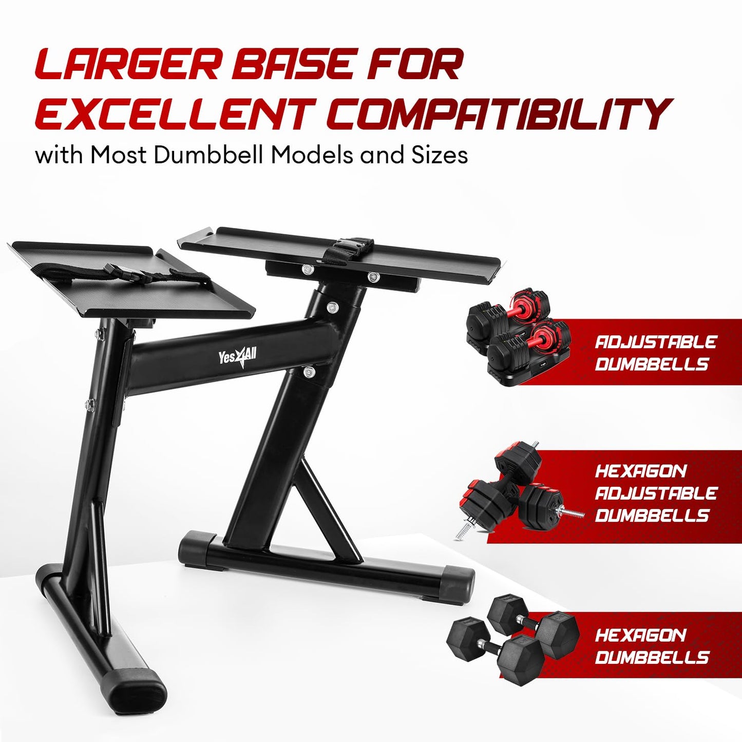 Yes4All Stand for Adjustable Dumbbells Up to 160 Pound - Spotter Stand, Rack & Weight Rack With Strap for Convenience, Safety & Easy Storage - Use With Expandable Dumbbells