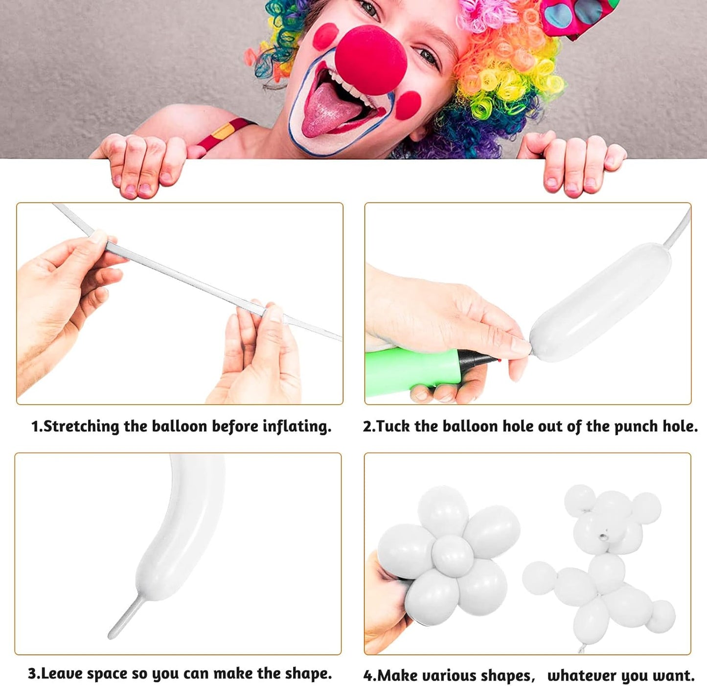 White 260 Balloons by [Brand Name] - Thick Latex for Twisting & Arch Tying | 100pcs for Kids' Parties & Weddings