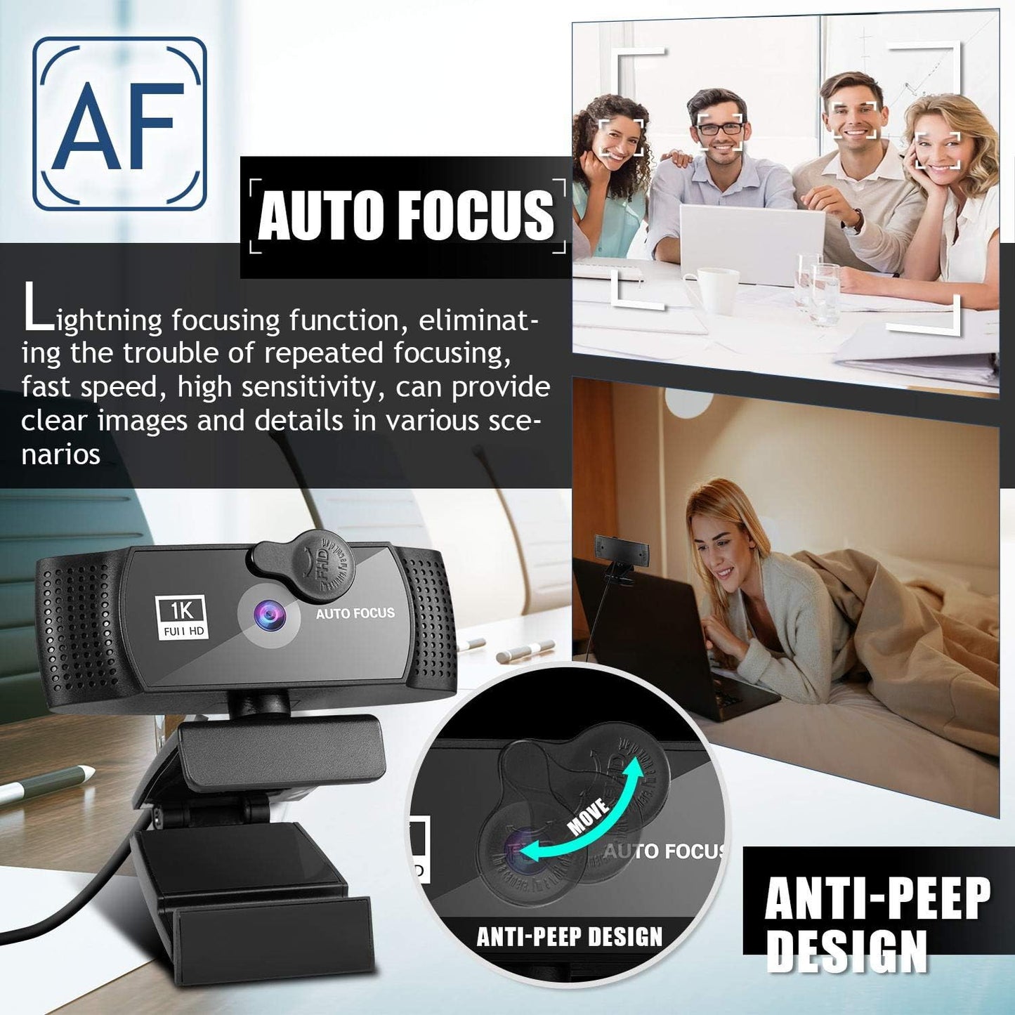 RERBO 1080p 120-degree Webcam Full HD Camera with Microphone, AutoFocus Wide Angle Web Camera with Tripod Stand