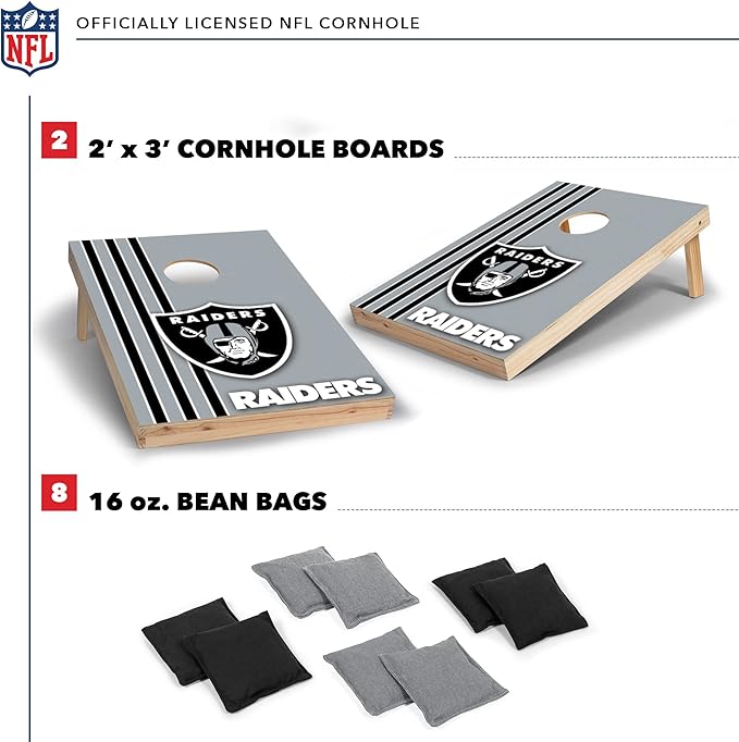 NFL 2' x 3' Solid Wood Cornhole Set with Direct Print HD Team Graphics – Great Gift for Any Football Fan! Bean Bag Toss Family Outdoor Games