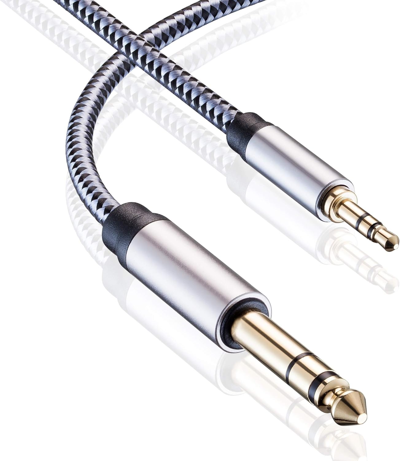 Tiierzon 1/8 1/4 25Ft, 6.35mm 1/4" 3.5mm 1/8" Amplifiers(25Ft) to Stereo Cable Male to Male TRS Bidirectional Stereo