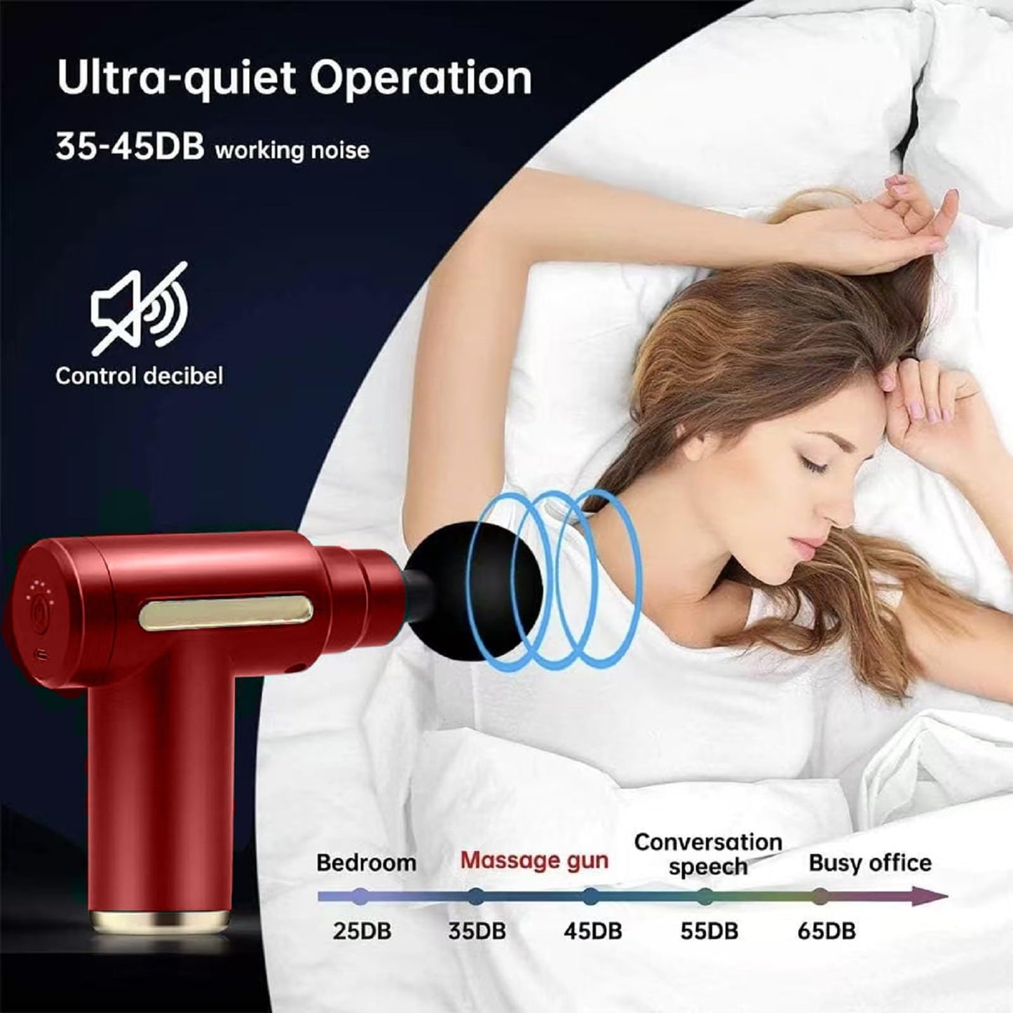 WANRUIL Massage Gun Upgrade Deep Tissue Muscle Massager for Pain Relief Percussion Massager with 4 Massage Heads & Silent Brushless Motor Portable Handheld Massager Best Gifts for Him Her
