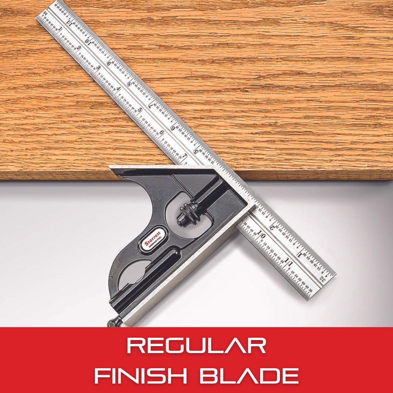 Starrett Combination Set with Square, Center and Reversible Protractor Head and Blade - 300mm Blade Length, Cast Iron Heads, Hardened Steel, 35 Graduation Type - 435M-300