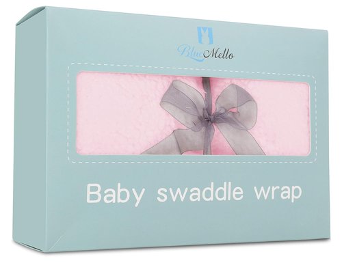 BlueMello Baby Swaddle Blanket - Ultra-Soft Plush for Infants 0-6 Months | Pink Receiving Wrap | Ideal Gift for Newborns