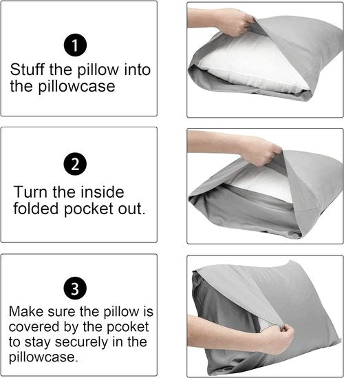 FLXXIE Pillow Cases - Soft Microfiber Queen Pillow Covers | Wrinkle Resistant, 2-Piece Set, Navy 20x30