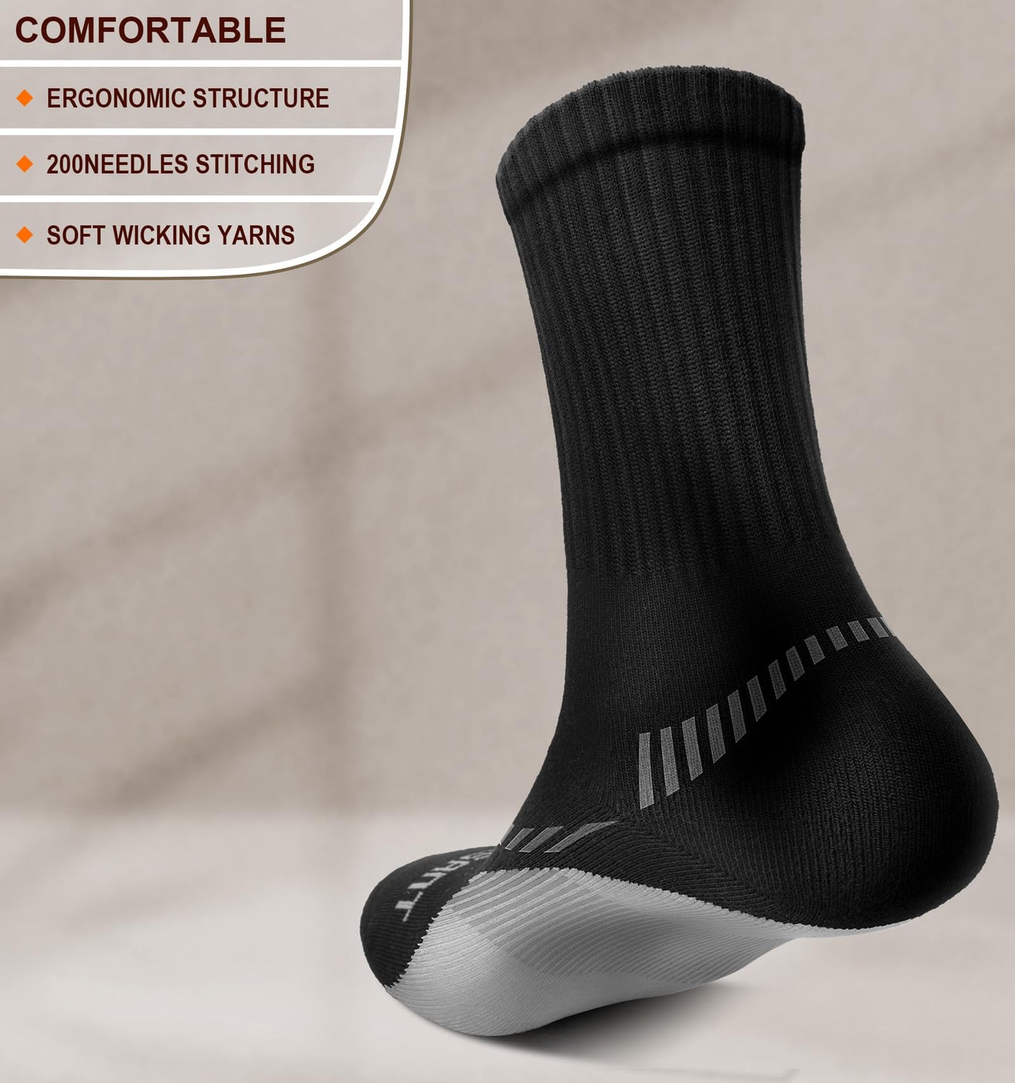 BULLIANT Compression Socks for Men 6Pairs, Athletic Crew Socks Cushioned For Men Sports Running-Arch Support(6Pairs,Shoes Size:Men 11-13)