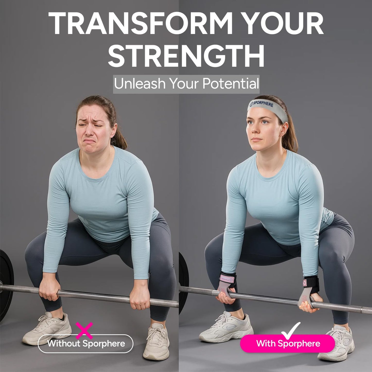 SPORPHERE Premium Crossfit Grips for Women – Anti-Slip Lifting Grips & Wrist Straps for Weightlifting, Workout, Deadlift, Pull-Ups, Barbell, Easy-to-Clean, Odor Free, Size Medium