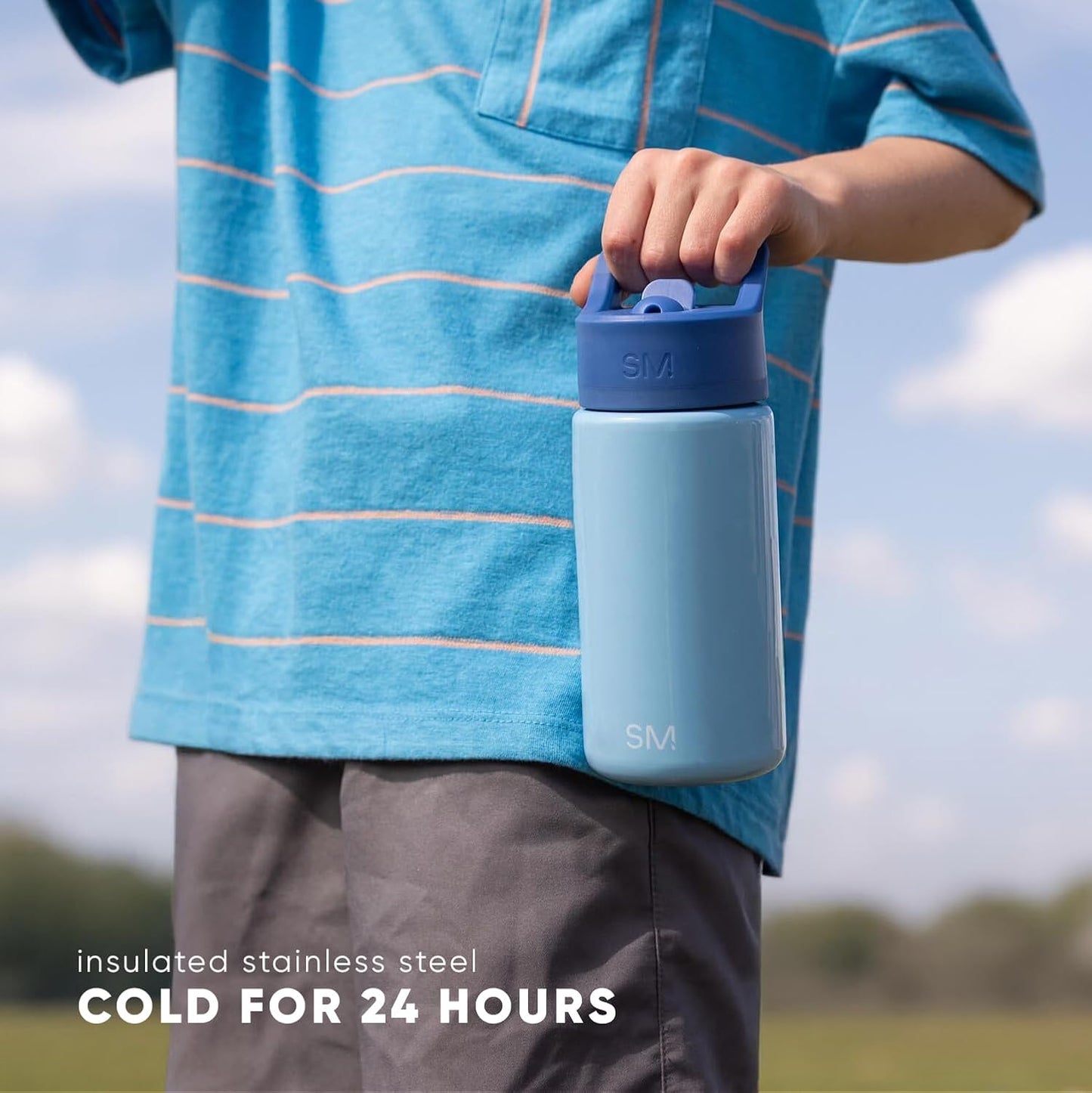 Simple Modern Kids Summit Water Bottle - Insulated 14oz Stainless Steel Tumbler with Straw Lid | Bluey Checkmate