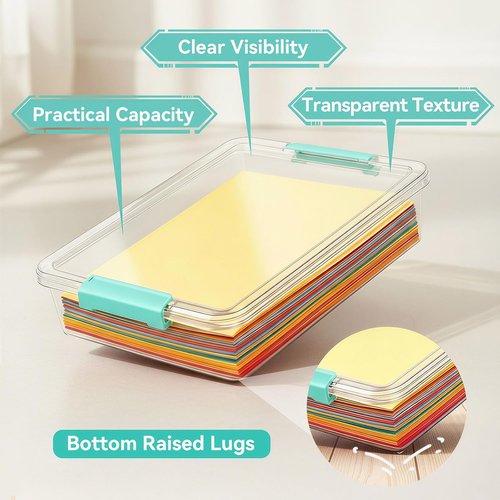 Gifhomfix 6QT Craft Organizers - Clear Storage Box with Lid for Art Supplies | 3 Pack