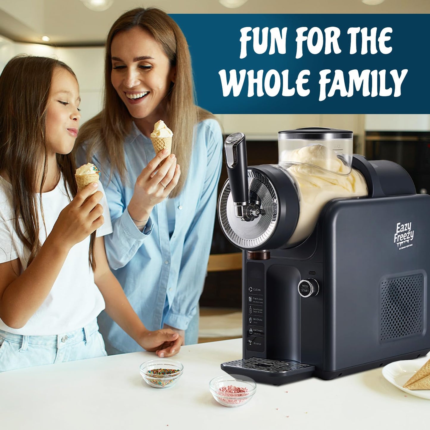 Slushie Machine for Home, No Ice Needed Professional Frozen Drink Maker & Soft-Serve Ice Cream Machine- 1.8 L Capacity Slushy Machine for Margaritas, Daiquiris, Juices, Cocktails, Frappes & More