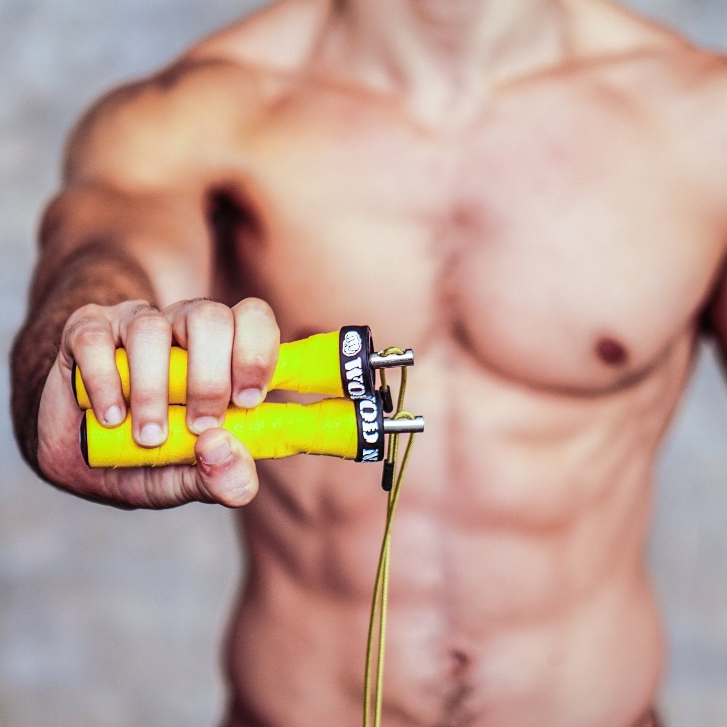 WOD Nation Alloy Steel Jump Rope - Two-Cable Adjustable Design for Weighted Rope - Compact Travel Bag for Gym Accessories - Ergonomic Handles for Exercise Fitness - Yellow, 11 ft