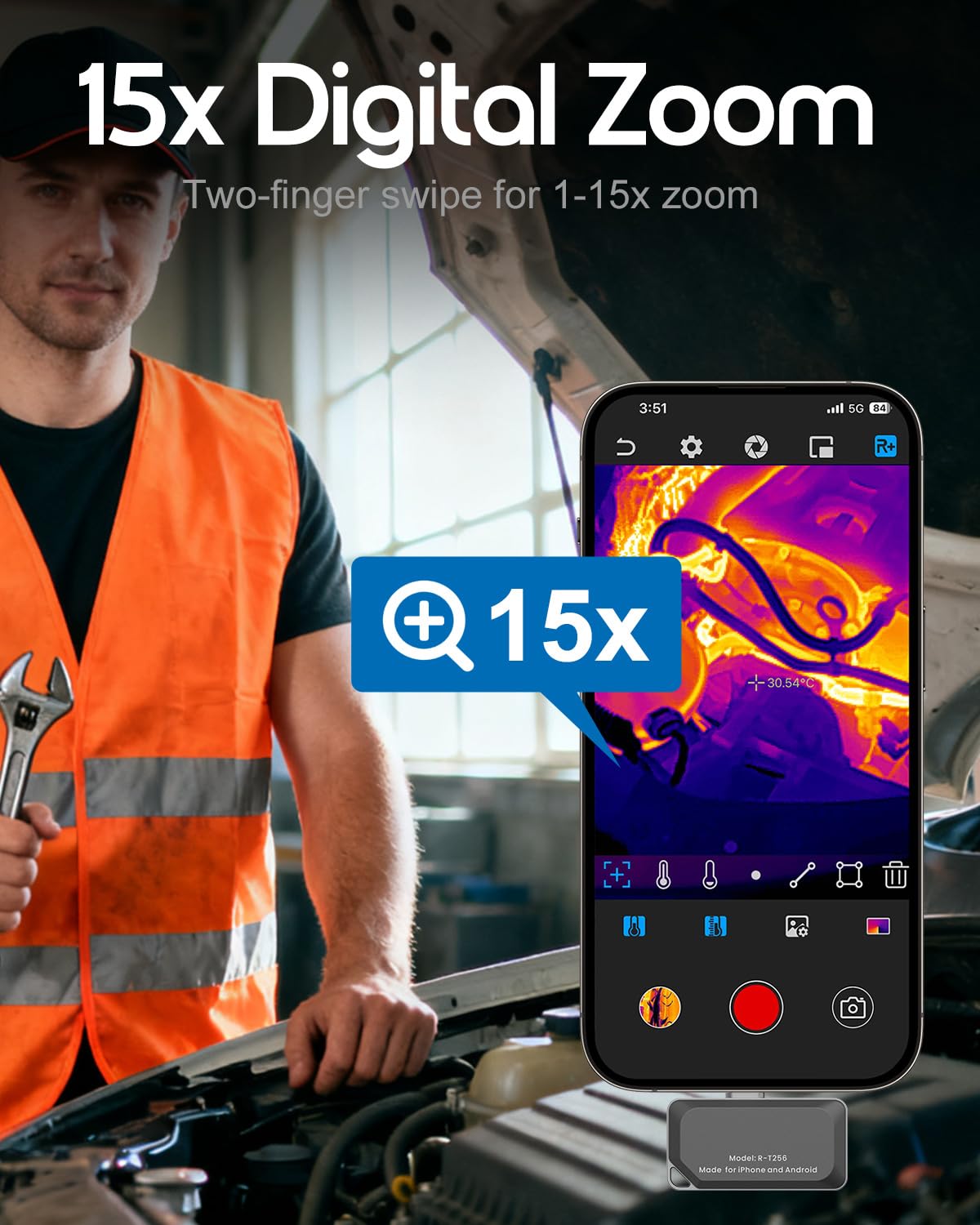 REVASRI Thermal Camera for iOS and Android, 512×384 Super IR Resolution Thermal Imaging Camera, -4℉ to 842℉ Temp Range, Compatible with USB-C iOS & Android Device