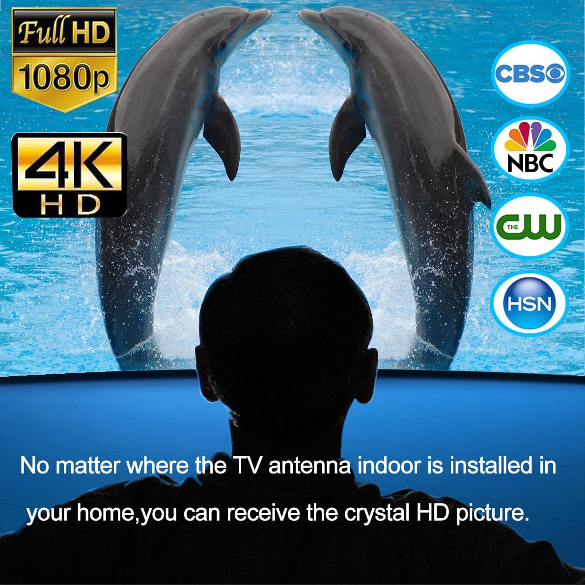 KANGYUE TV,360Reception,Support 4K 1080p 10ft Digital TV Antenna,Antenna for Smart Smart Television,Signal