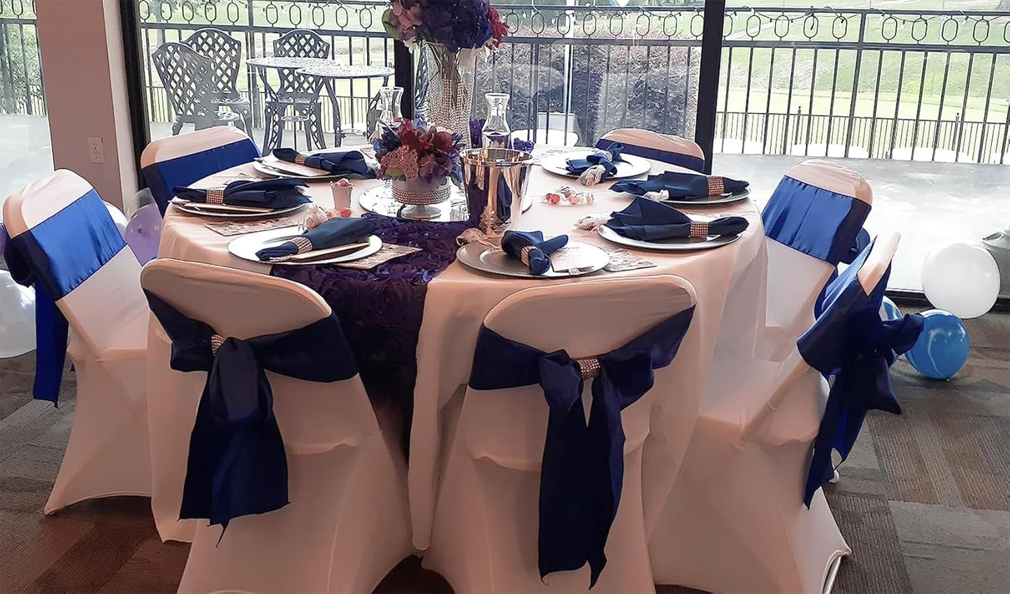Skiennix Satin Baby Blue Chair Sashes - 50 Pack, 7x108 Inches Light Blue Ties for Weddings & Parties