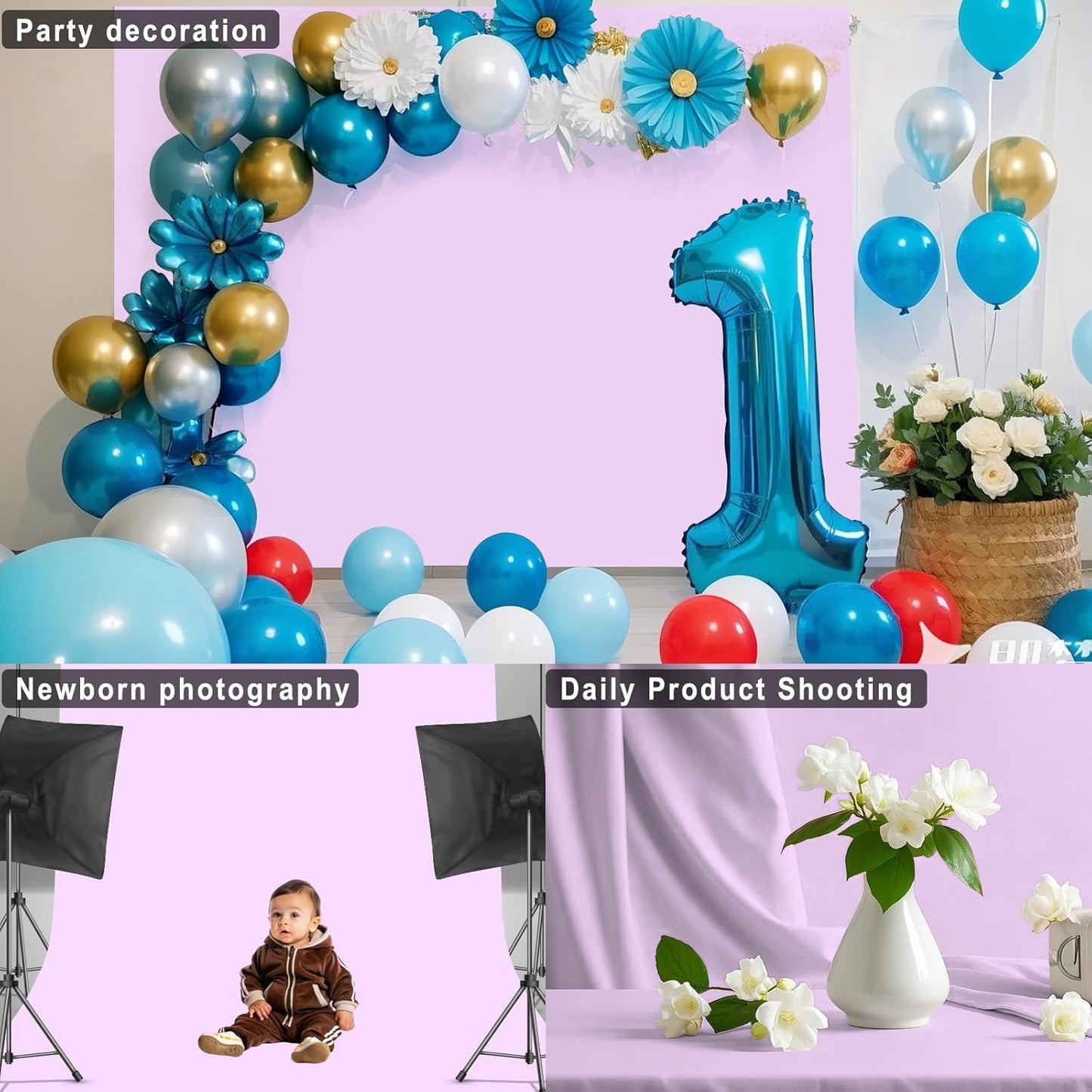 LYLYCTY 10X10 Light Purple Backdrop for Photoshoot Professional Photo Backdrop Background Curtain for Product
