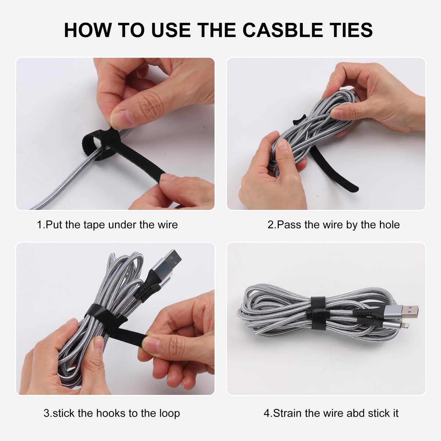 Nettbe Reusable Cable Ties, 210 PCS 6 Inches Adjustable Cord Straps Wire Organizer Cord Wrap and Hook Loop Cable Management