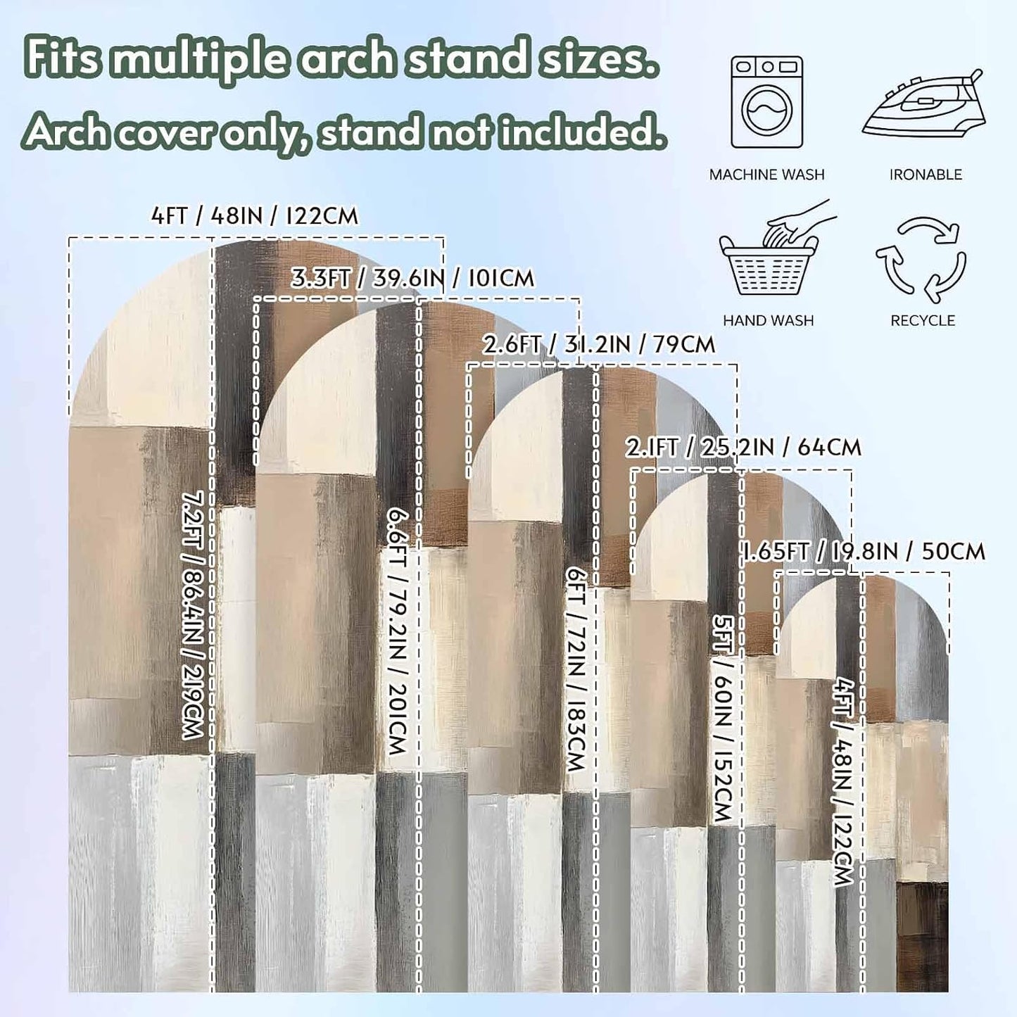 Jnbasdffb 7.2 Abstract Brown Beige Wedding Arch Cover, Stretchy Spandex Arch Backdrop Stand Covers FT, Simple Oil