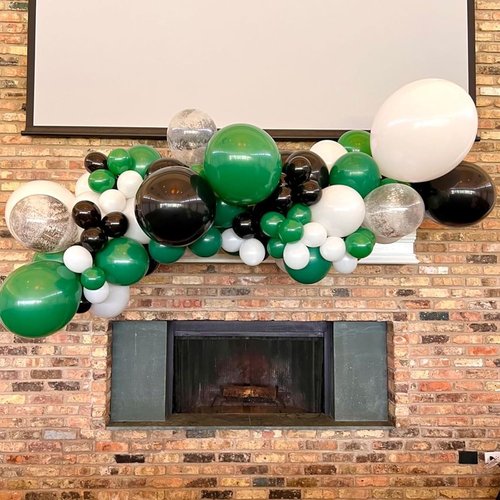 50Pcs Green & Black Balloons | 12 Inch Latex Balloons for Video Game & Football Theme Parties