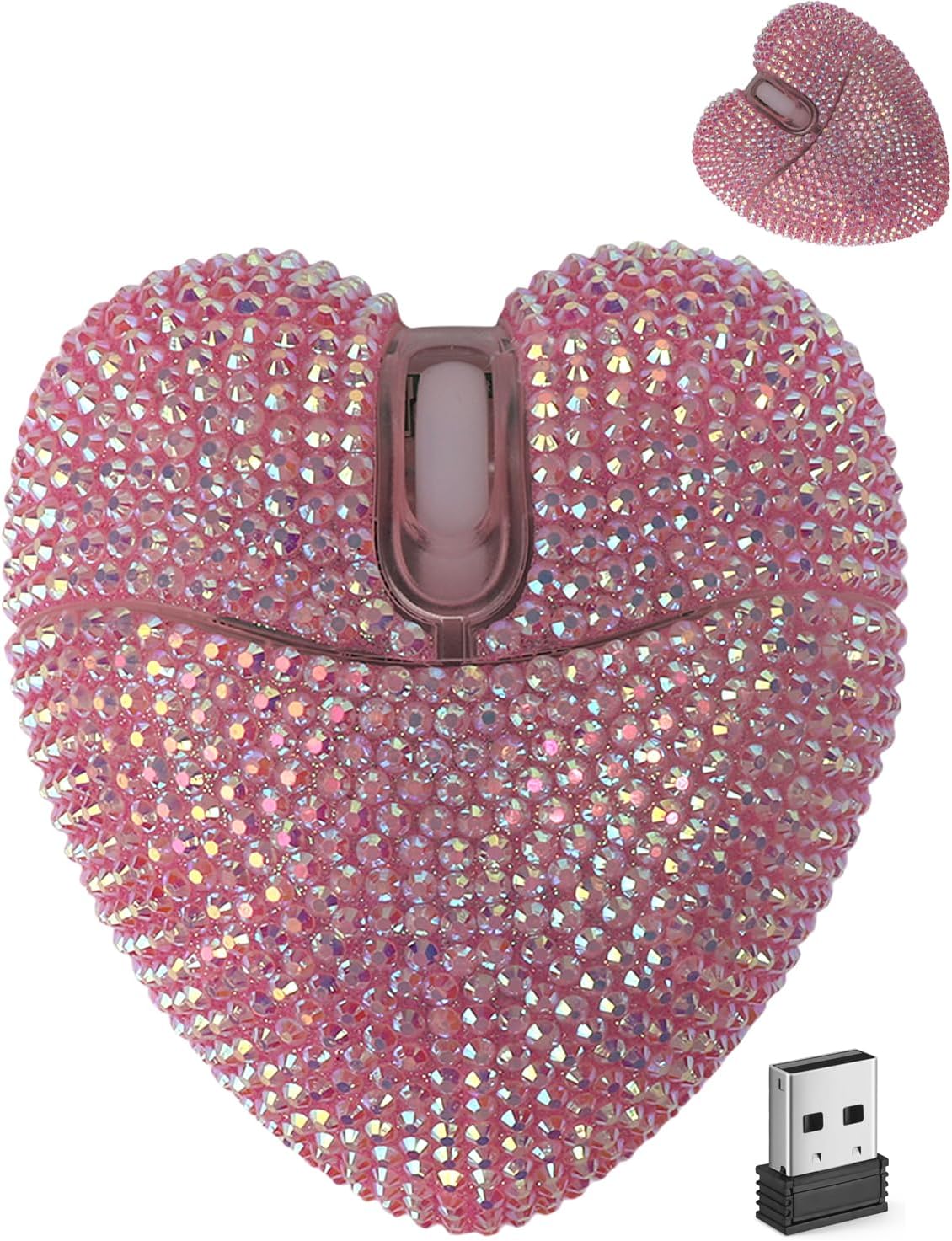 SHARE SUNSHINE Wireless Bluetooth Mouse Cute Pink Love Heart Shinning Led Light Silent Portable Lightweight USB Optical