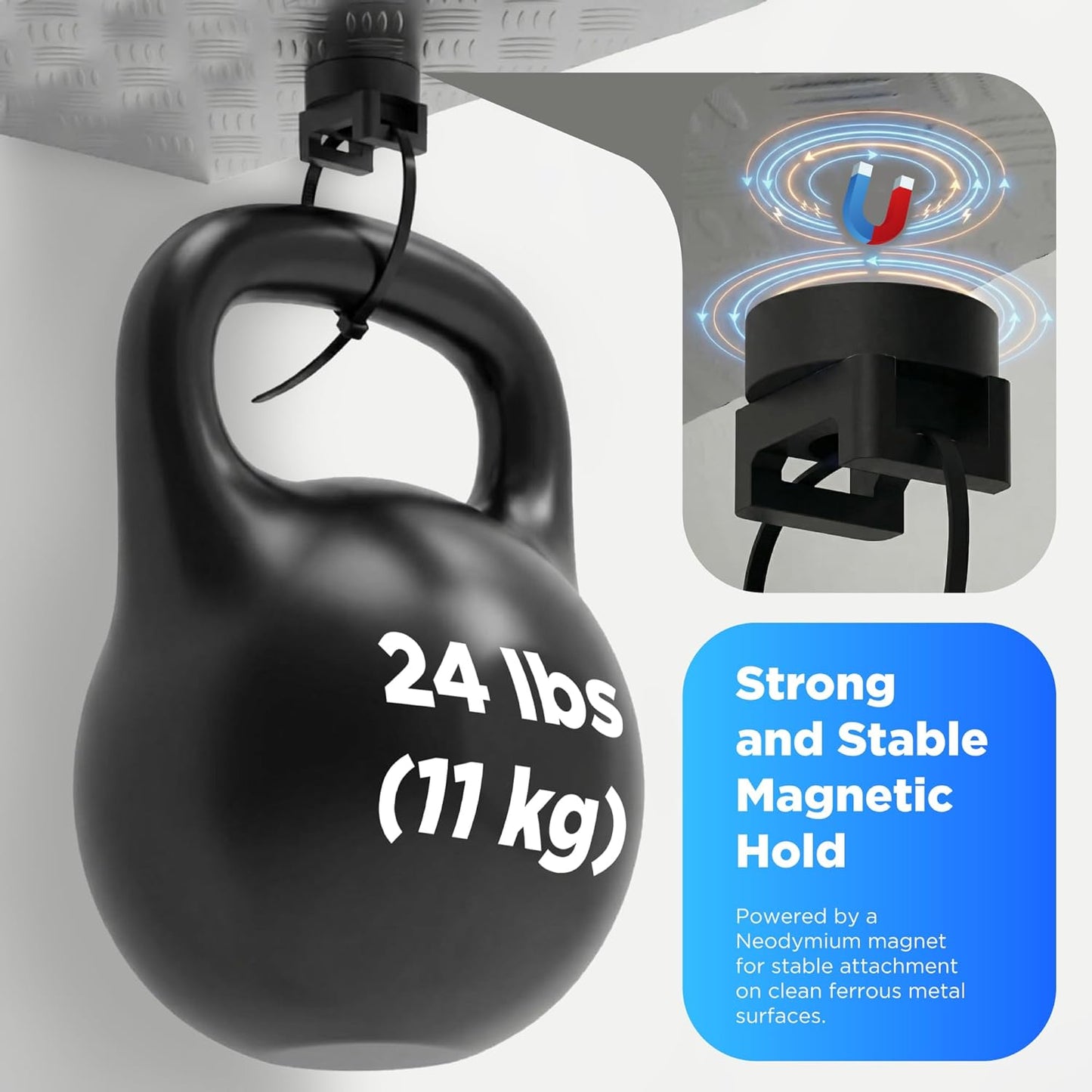 Eveco 24 24 Magnetic Zip Tie Mount Wire Holder - Magnetic Holders with Cable Ties Magnet Clips for Multipurpose Cable