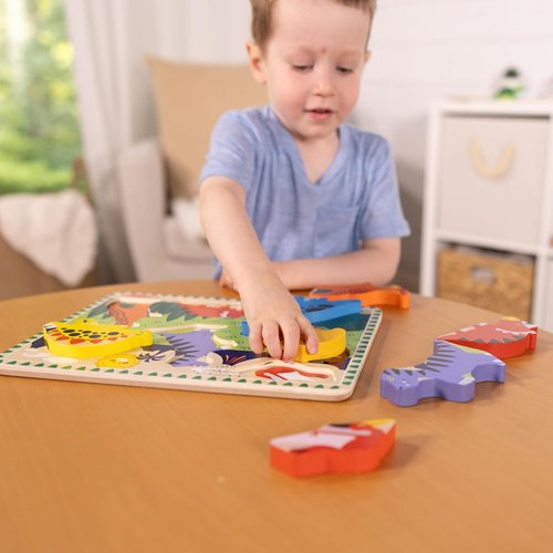 Melissa & Doug Dinosaur Wooden Chunky Puzzle - 7 Pieces | Eco-Friendly FSC Certified