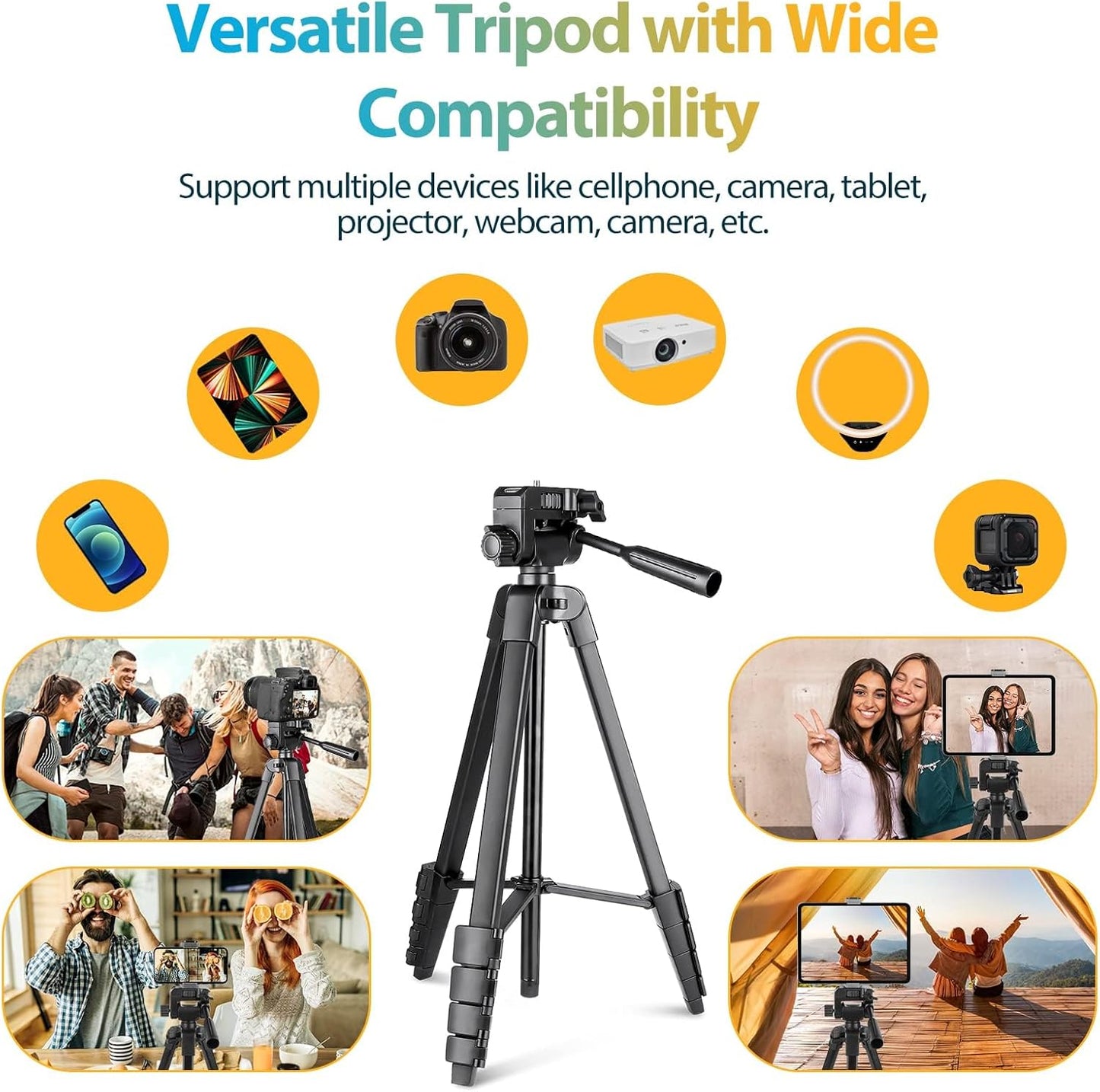 Aureday 64 Phone Tripod Stand, Extendable Cell Phone&Camera Tripod with Wireless Remote and Phone Holder, Aluminum iPad