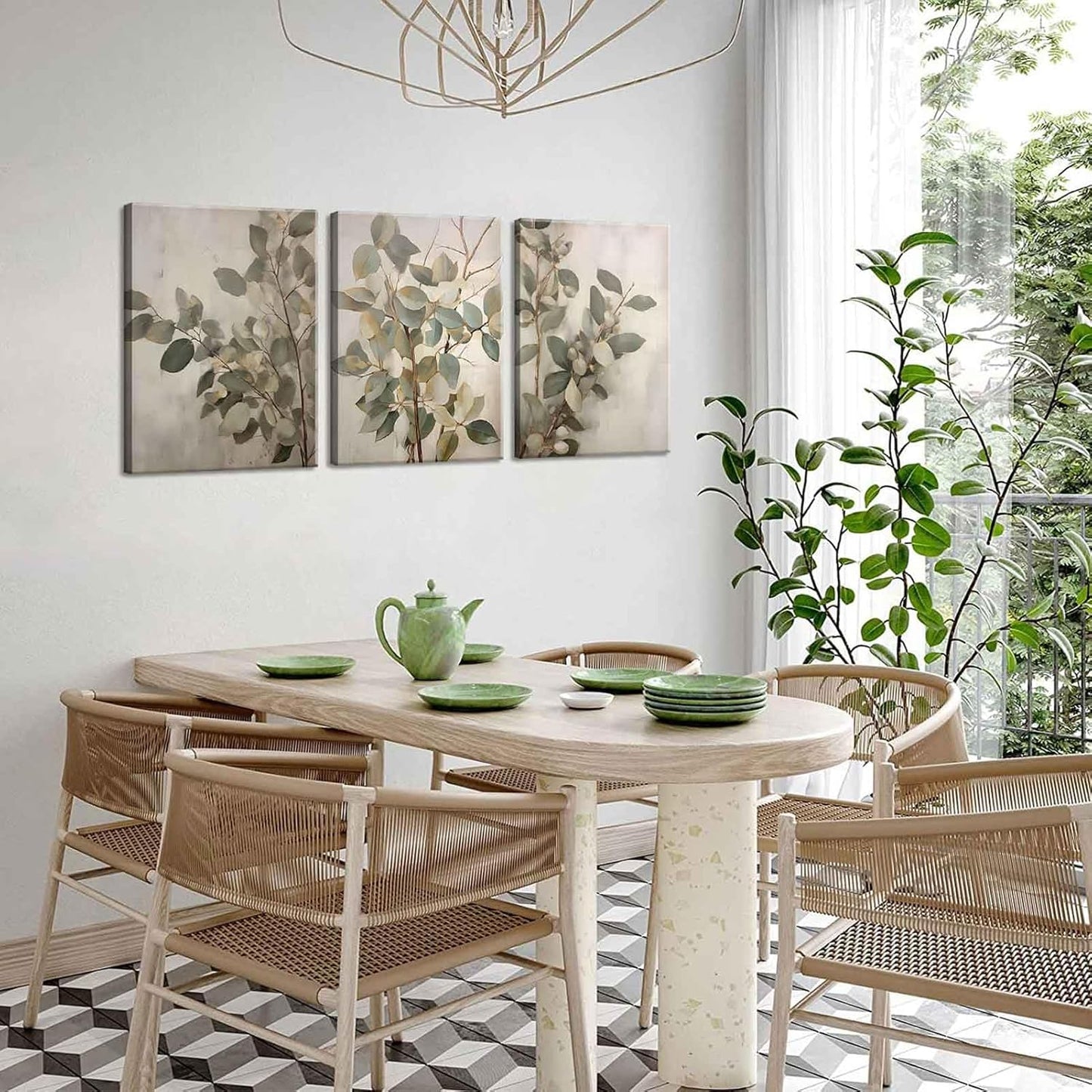 SUAXTCCR Eucalyptus Canvas Wall Art - Modern Botanical Prints for Bedroom & Living Room | 12x16 Inch