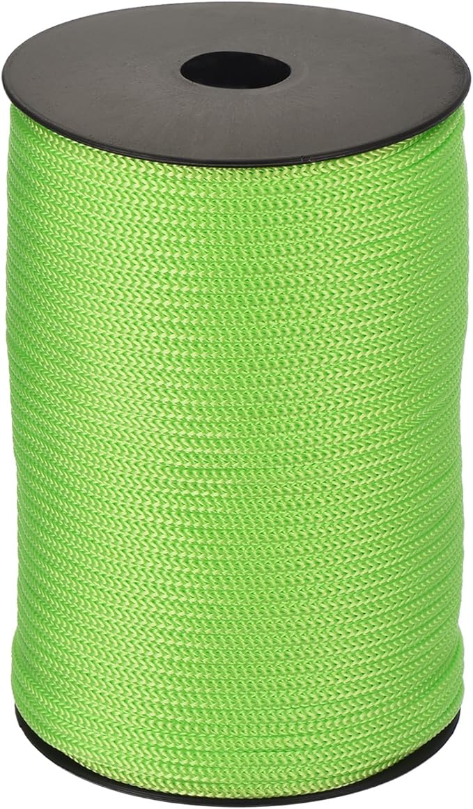MECCANIXITY 5/32 Inch Polypropylene Rope Braided Ropes, 328ft Camping Rope Hollow Utility Cord for Clothesline, Hiking, Outdoor, Fruit Green