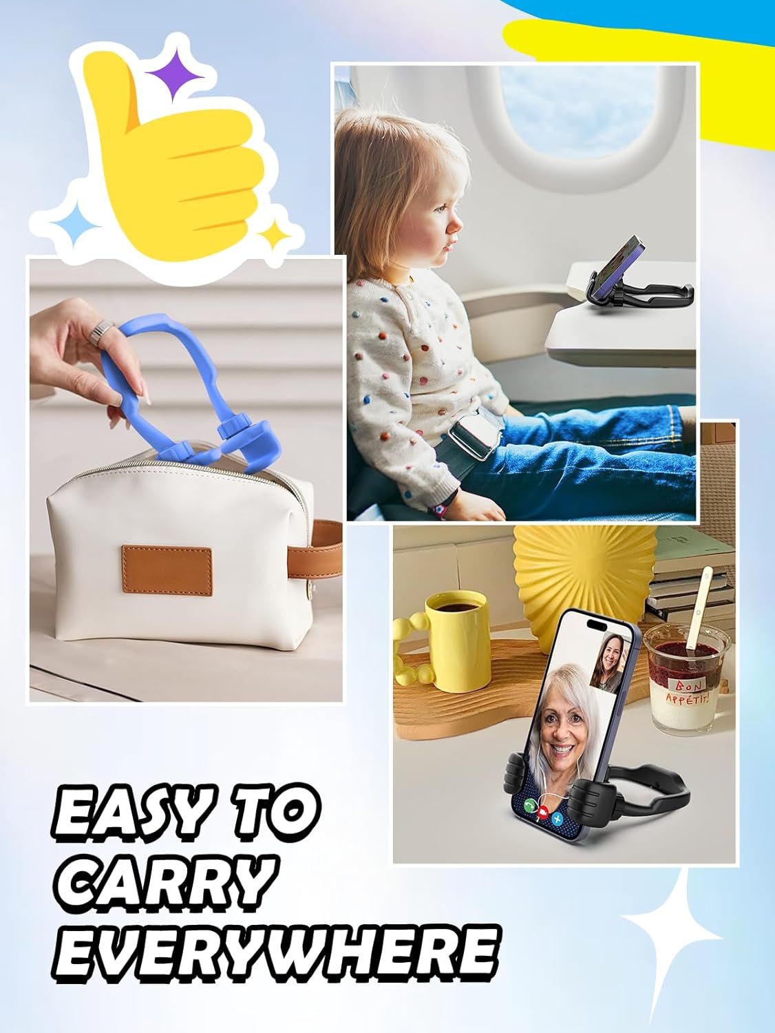 CALDEVER 2 Pack Easter Basket Stuffers for Teens Boys Girls Him Men Ideas: Thumbs Up Lazy Phone Stand Cell Phone Holder
