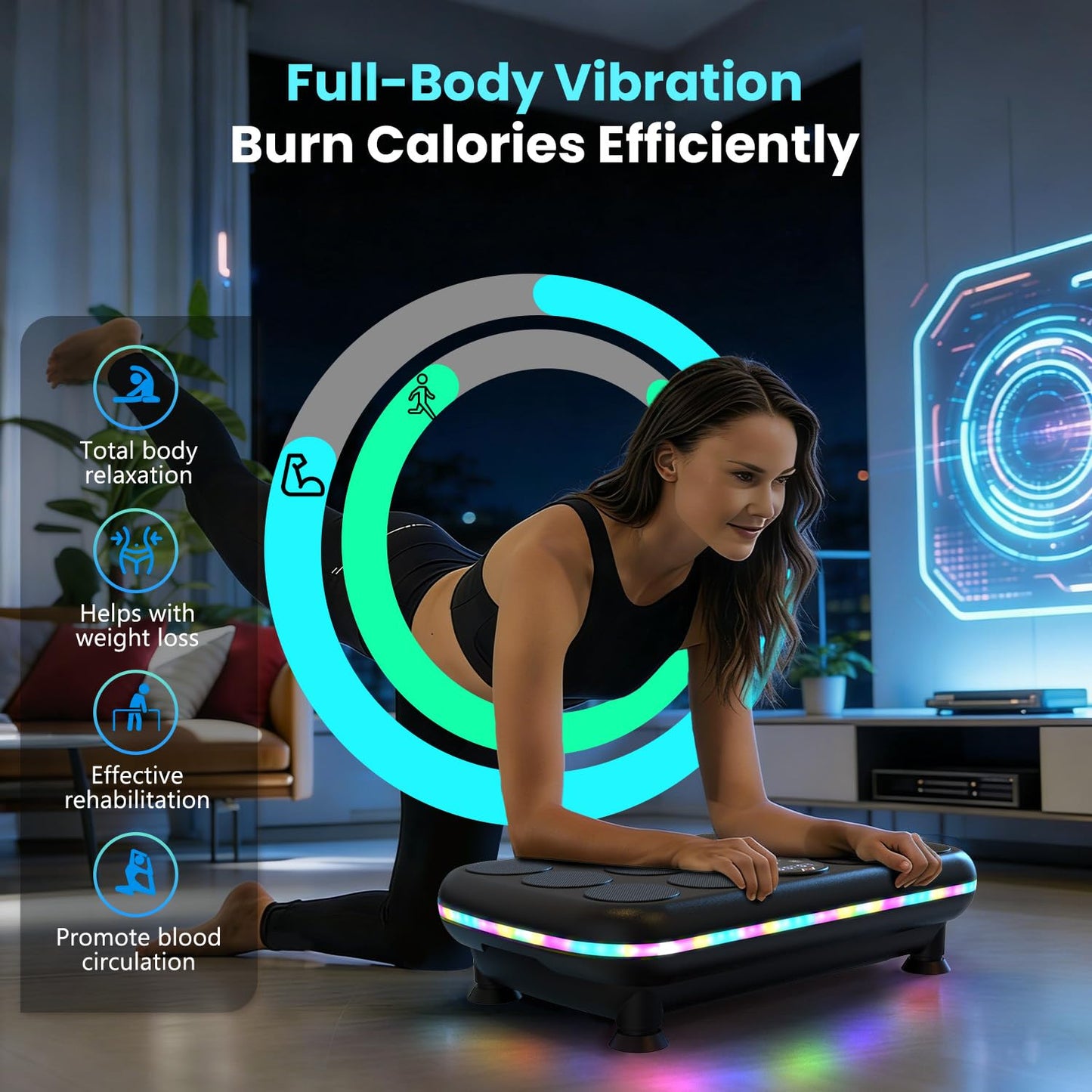 AXV Vibration Plate Fitness Platform Exercise Machine Vibrating Shaking Full Body Shaker Workout Vibrate Stand Shake Board Sport for Weight Loss Fat Burner for Gym Home Office