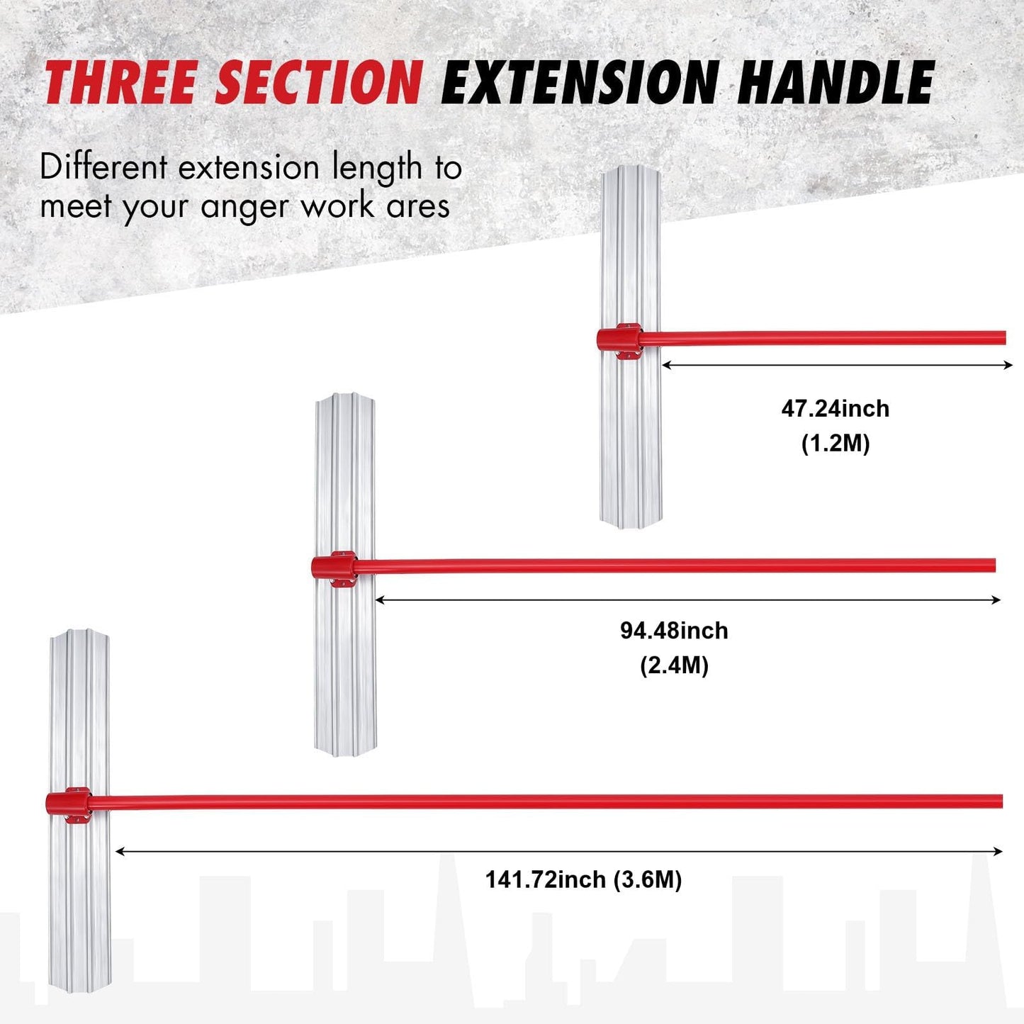 GarveeTech Bull Float Concrete Tools, 48x8" Square Edge Bull Floats Magnesium Blade Concrete Float with 47.2‘’ Extendable Handles x 4, Concrete Bull Float Tools Kit for Concrete Finishing