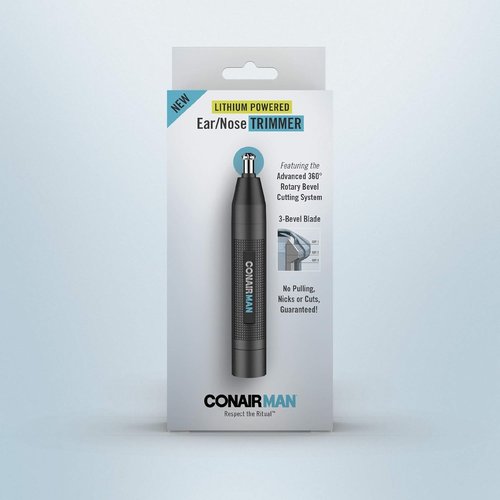 ConairMan Nose Hair Trimmer - Cordless 360 Bevel Blade for Pain-Free Trimming | Includes Drawstring Bag