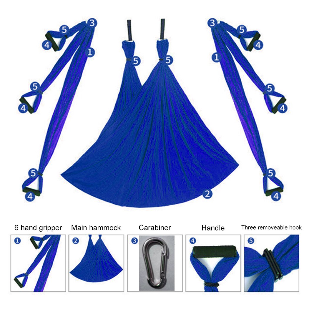 SISROL Aerial Yoga Swing Set with 2 Extension Straps - Anti-Gravity Aerial Yoga Hammock Sling for Inversion Exercises, Indoor Outdoor Home Gym Fitness Equipment