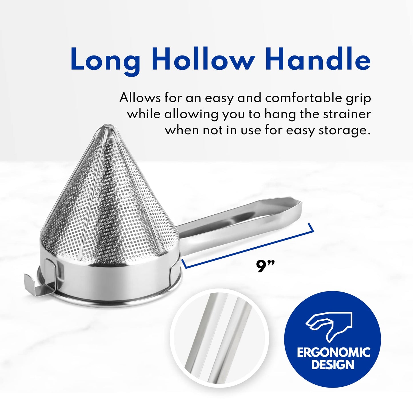 New Star Foodservice 537478 18/8 Stainless Steel China Cap Strainer (7-Inch, Fine Mesh)