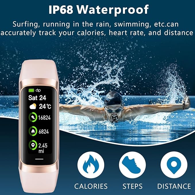 Fitness Tracker with Heart Rate/Blood Oxygen/Sleep Monitor, 20+ Sports Modes Smart Watches for Women/Men, Activity & Step Tracker Smart Watch for Android/iOS Phones (Pink)