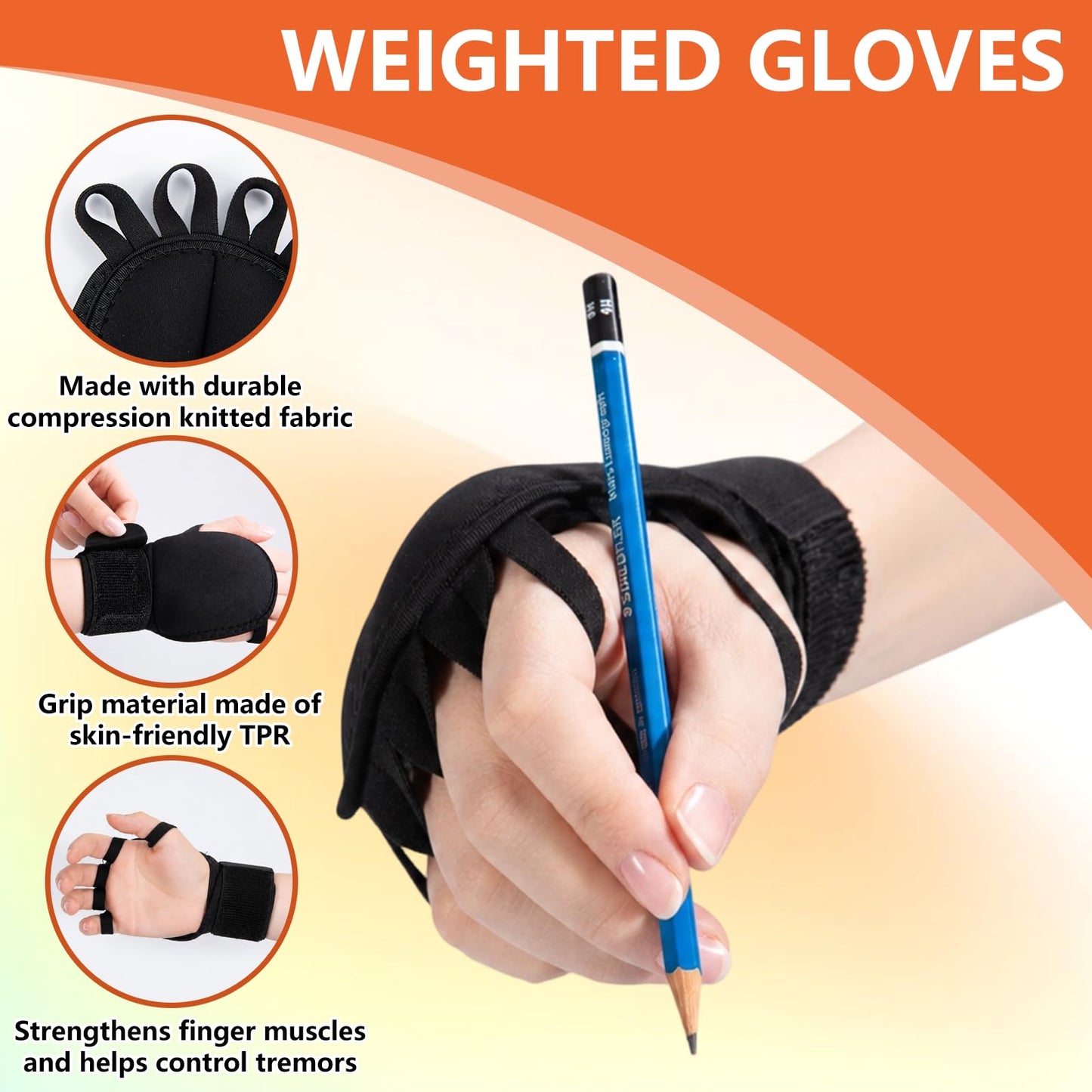 2 PCS Weighted Gloves for Tremors, Parkinsons Aids for Living, Parkinson Gadgets, Hand Grip Strength Trainer, Adjustable Wrist Weights for Hand Tremor, Aid to Improved Hand/Wrist Mobility