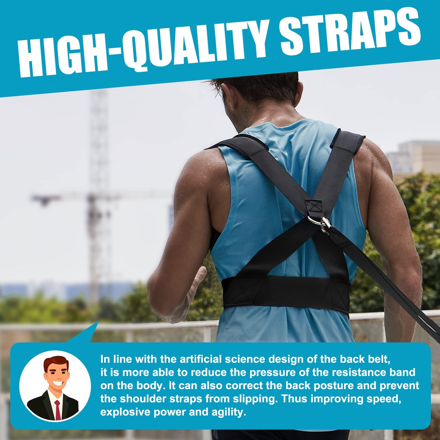 YNXing Sled Harness Workout Resistance and Assistance Trainer Physical Training Resistance Rope Kit Improving Stamina and Strength (6.6FT)