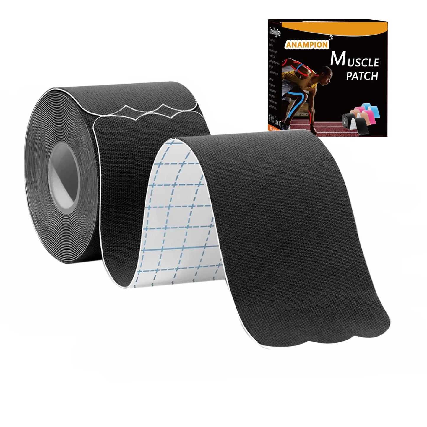 Kinesiology Tape Pro Precut 20 Strips Athletic Sports Waterproof Breathable Latex Free Tape for Ankle Wrists Knee Elastic Running Tennis Swimming Football Sports Activities Tapes (Black)