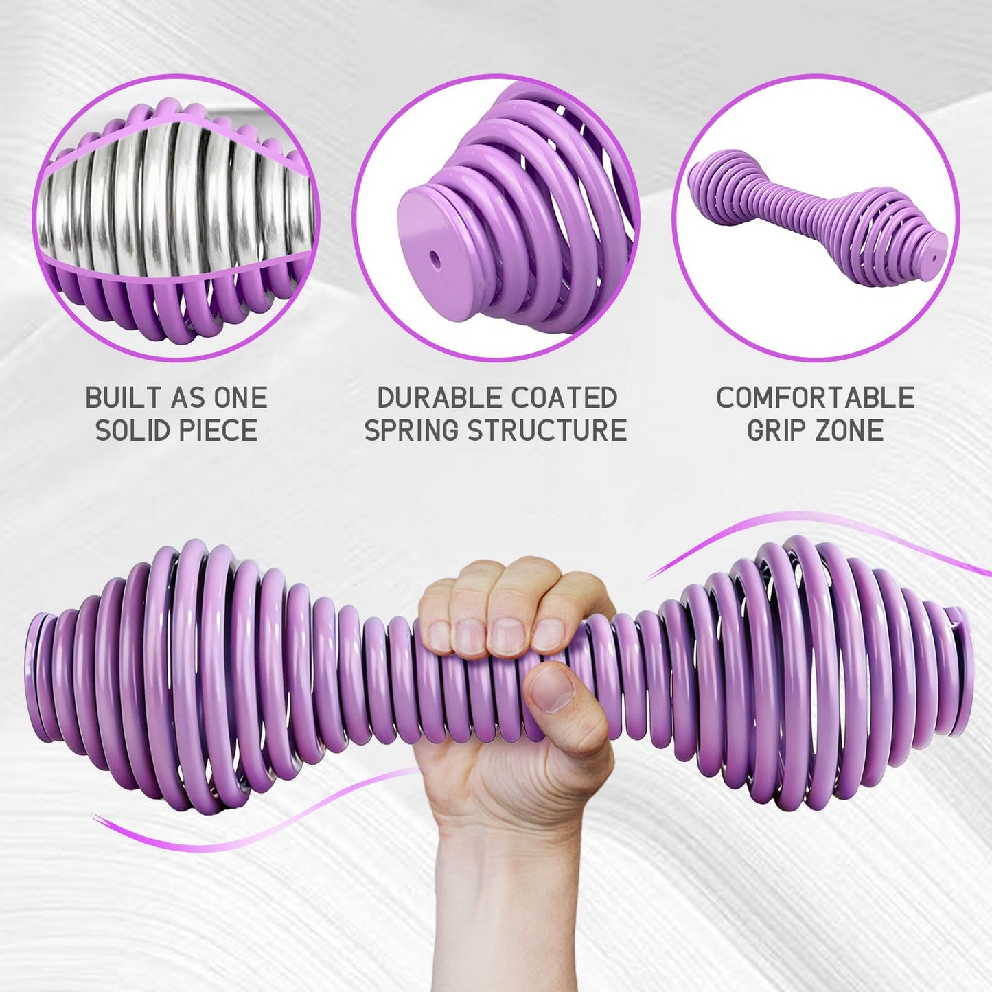 WITSPARKLLE Hand Weights Set of 2, 5.5 lb Dumbbells for Women, Solid Steel Core Spring Dumbbell Set, Non-Slip Free Weights for Pilates, Home Gym, Arm Workouts and Strength Training, Purple