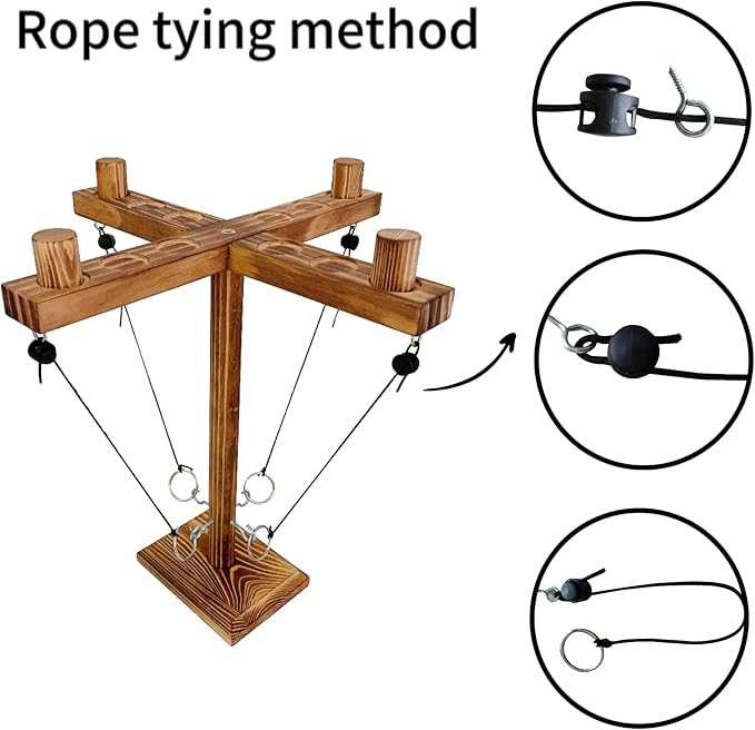 Ring Toss Games for Adults,Wooden Hook and Tossing Game,Hook and Ring Games 2-4-Player PK, Ring Hook Game with Ladder (13 inch)