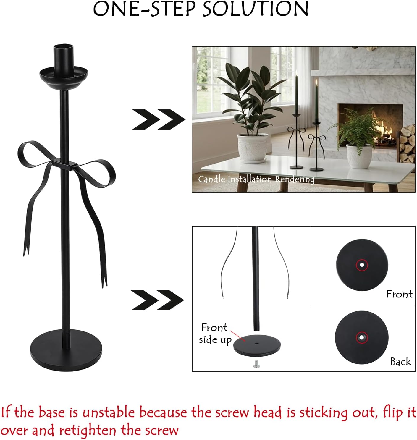 Regine Switzerland Black Taper Candlestick Holders - Set of 2 Modern Metal Candle Stands for Dining Table Decor