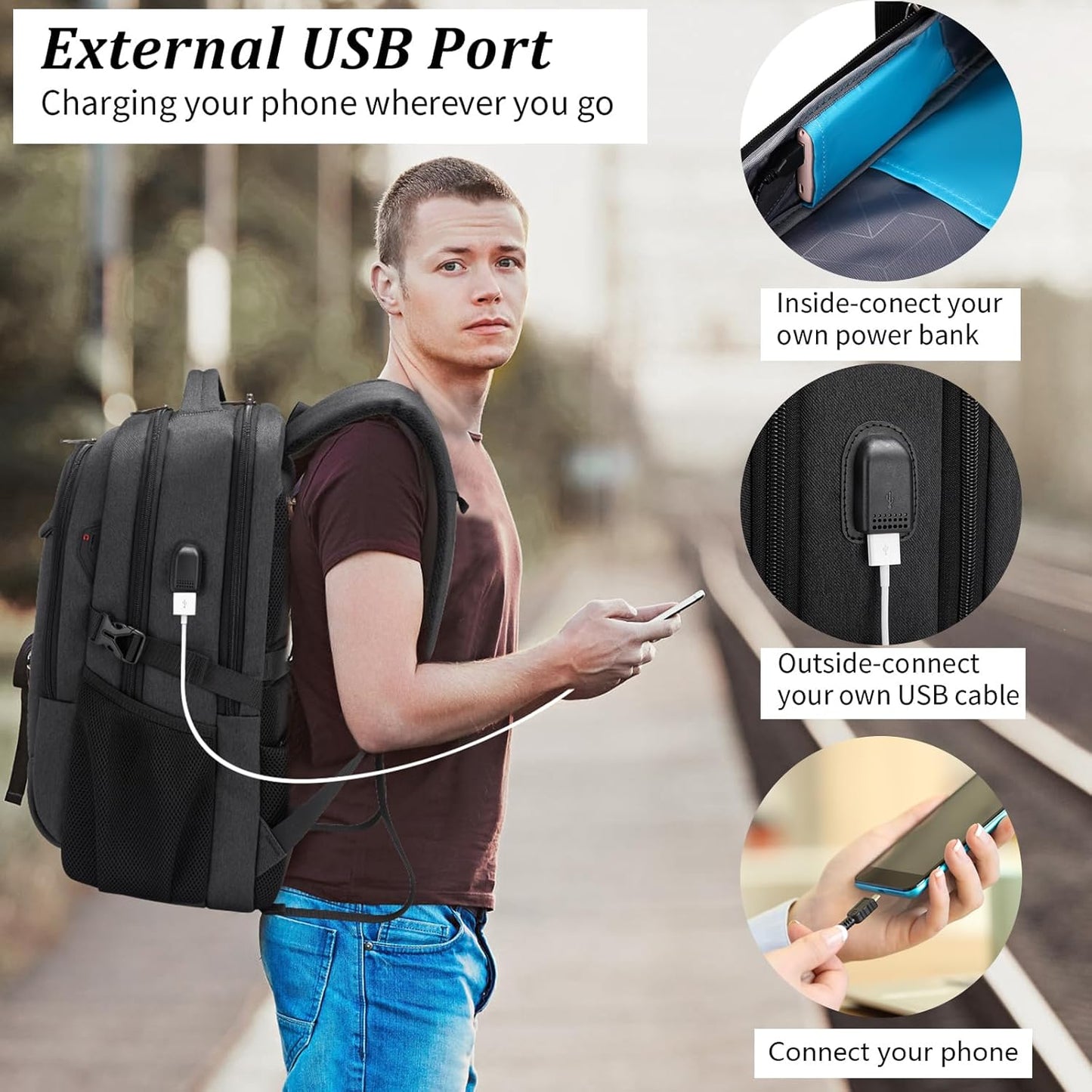 17 Inch Backpack Backpack DUSLANG Laptop for Travel Water Resistant College for Men/Women Laptop Bag with USB Charging